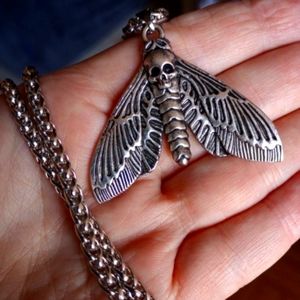 SKULL MOTH NECKLACE WITH HEAVY DUTY CHAIN BRAND NEW!
